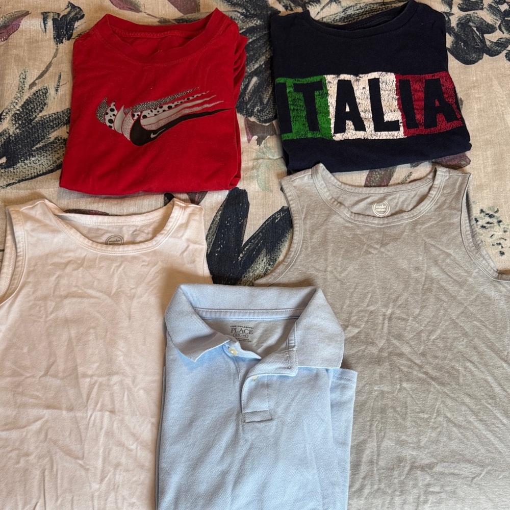 Assorted Kids Tank Tops & Polo Pack - Red, Navy, White, Light Blue, Gray